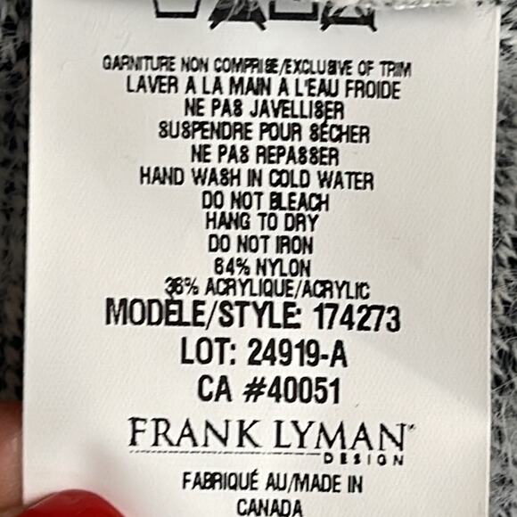 Frank Lyman Abstract Black White Cardigan Sweater Size 10 - Picture 7 of 7